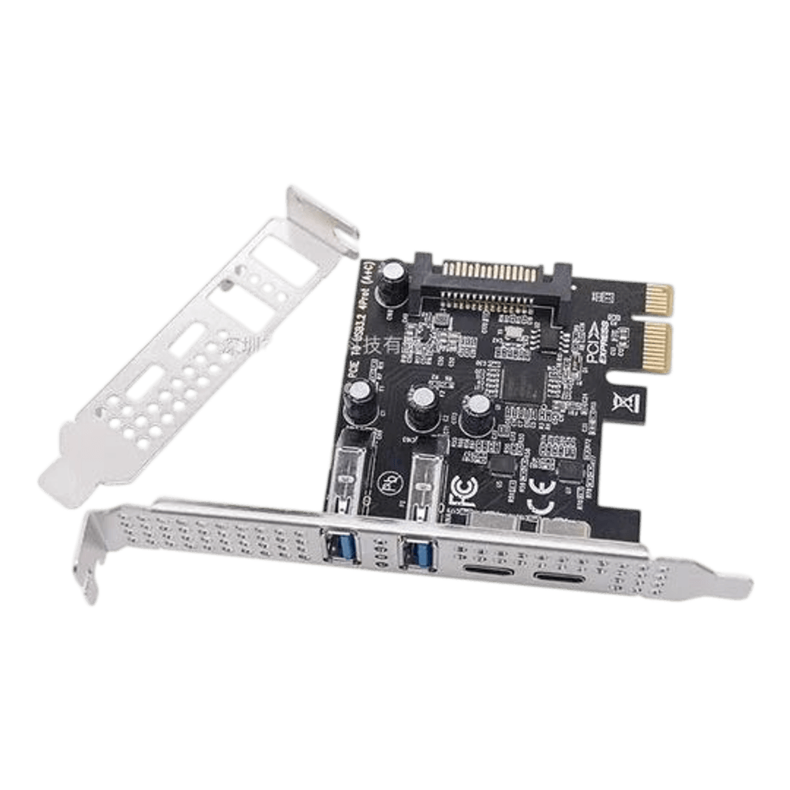 PCIe to USB 3.2 4-Port Expansion Card (2 x Type-A + 2 x Type-C) with SATA Power