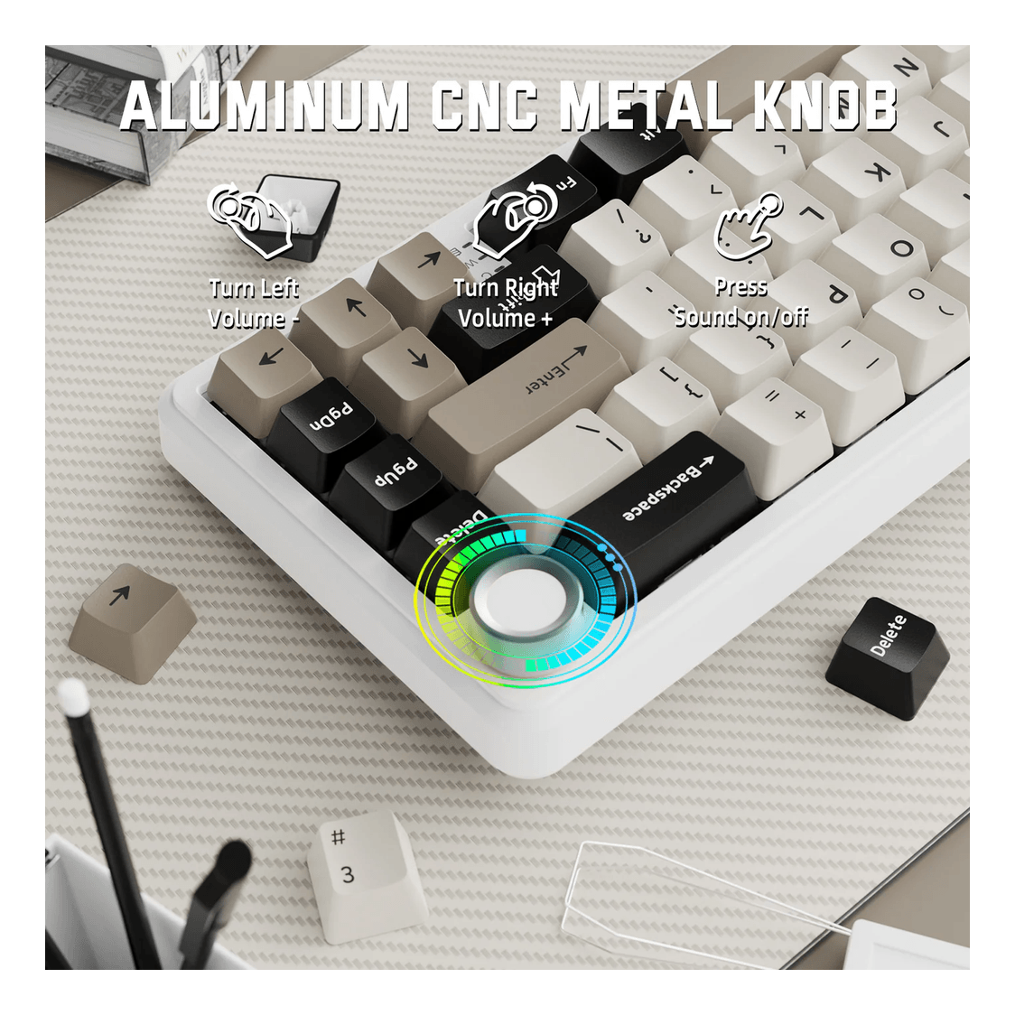 ATTACK SHARK X66 Wireless Mechanical Keyboard with Side Printed PBT Keycaps White Cheese