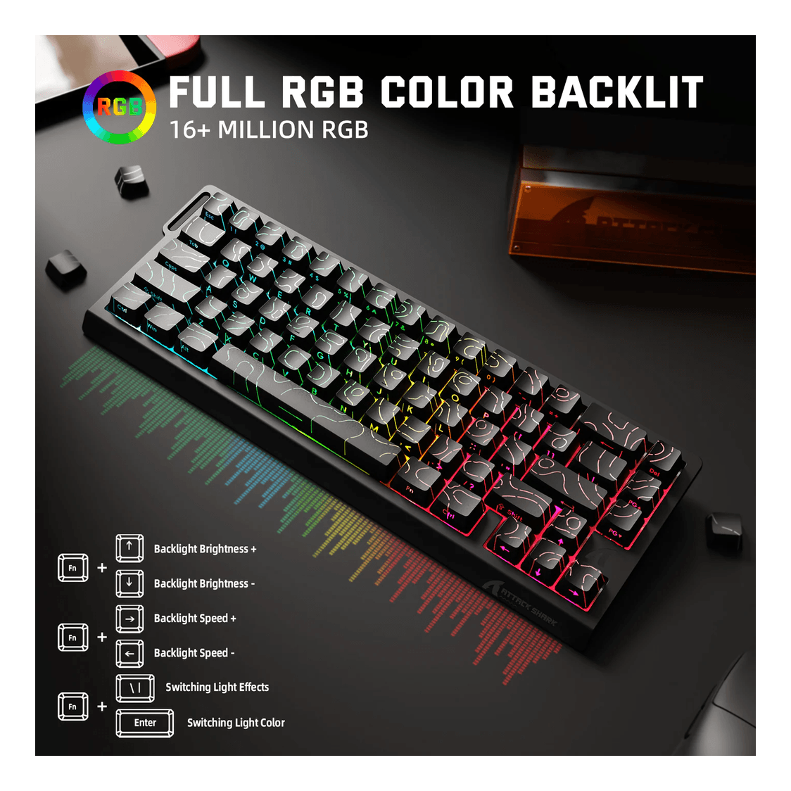 ATTACK SHARK X68PRO HE Wireless Rapid Trigger Keyboard Magnetic Switch Black